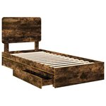 vidaXL Lit de Rangement Chêne fumé 100 x 200 cm Bois d'ingénierie