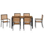 vidaXL Ensemble de salle à manger pour jardin 7 Pièces Noir