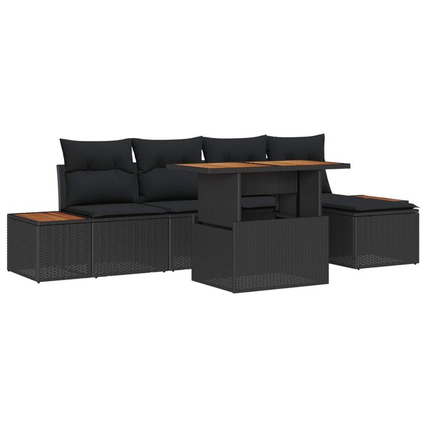 vidaXL Ensemble de salle à manger pour jardin 6 Pièces Noir et Marron