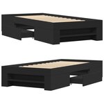 vidaXL Cadre de lit sans matelas noir 75x190 cm bois ingénierie
