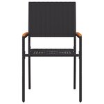 vidaXL Chaises de Jardin Empilables avec Coussins - Set de 2 Pièces en Rattan Poly Noir