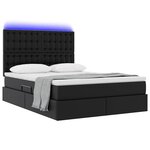 vidaXL Lit avec rangement et LED Noir 140 x 200 cm Simili cuir