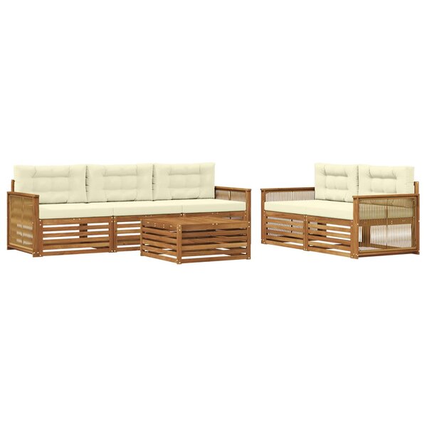 vidaXL Ensemble de canapés d'extérieur 6 pc Naturel et Crème