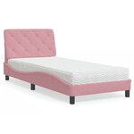 vidaXL Lit avec matelas rose 90x200 cm velours