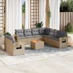 vidaXL Salon de jardin et coussins 10 Pièces mélange beige résine tressée