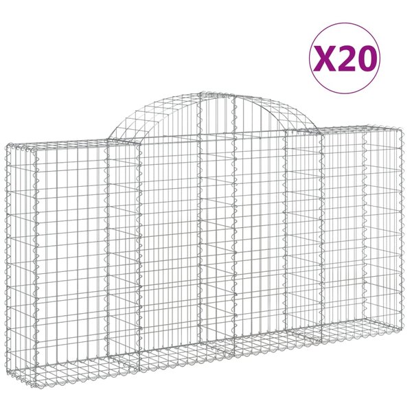 vidaXL Paniers à gabions arqués 20 Pièces 200x30x100/120 cm Fer galvanisé