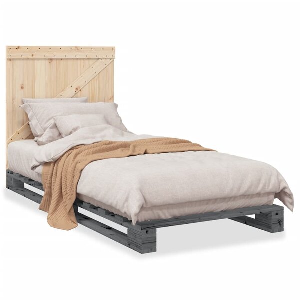 vidaXL Cadre de lit sans matelas gris 90x200 cm bois de pin massif