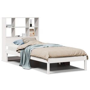 vidaXL Lit bibliothèque sans matelas blanc 90x200cm bois de pin massif