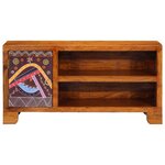 vidaXL Meuble TV multicolore 90x30x45 bois massif d'acacia