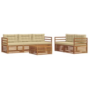 vidaXL Ensemble de canapés d'extérieur 6 pc Naturel et Beige