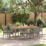vidaXL Ensemble de jardin 7 pièces avec coussins gris en poly rotin
