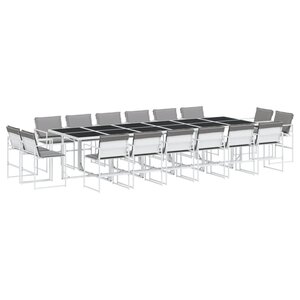 vidaXL Ensemble à manger de jardin avec coussins 17Pièces blanc textilène