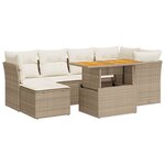 vidaXL Salon de jardin avec coussins 7 Pièces beige résine tressée