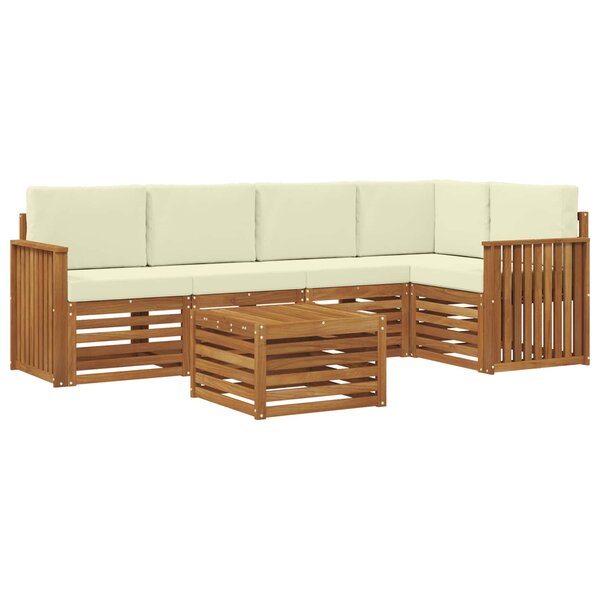 vidaXL Ensemble de canapé d'angle avec coussin 6 Pièces Naturel et Crème