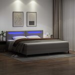 vidaXL Lit à ressorts avec matelas Gris 200 x 200 cm Simili cuir