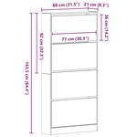 vidaXL Armoire à chaussures avec porte Chêne noir 80 x 21 x 163.5 cm