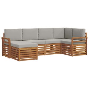 vidaXL Ensemble de canapés d'extérieur 6 pc Gris Naturel et Clair