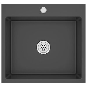 vidaXL Évier de cuisine fait main Noir Acier inoxydable