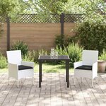 vidaXL Ensemble de salle à manger pour jardin 3 Pièces Blanc Poly rotin