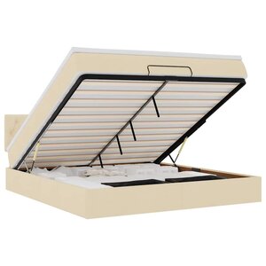 vidaXL Lit ottoman avec matelas et LED crème 180x200cm tissu