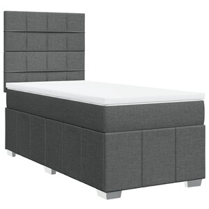vidaXL Sommier à lattes de lit avec matelas Gris foncé 100x200cm Tissu