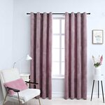 vidaXL Rideaux occultants avec anneaux 2 Pièces Velours Rose 140x175 cm