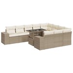 vidaXL Salon de jardin 11 Pièces avec coussins beige résine tressée