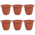 vidaXL Pot à fleurs rond 6 pc Rouge brique Ø 39 x 32 cm Plastique