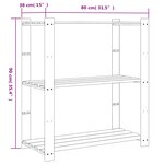 vidaXL Support de rangement à 3 niveaux noir 80x38x90 cm bois pin