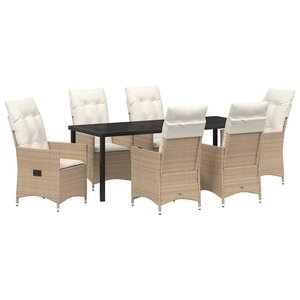 vidaXL Ensemble de salle à manger pour jardin 7 Pièces Beige polyrotin