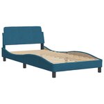 vidaXL Cadre de lit avec LED sans matelas Hanko bleu 100x200 cm velours
