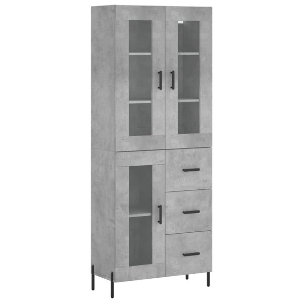 vidaXL Buffet haut Gris béton 69 5x34x180 cm Bois d'ingénierie