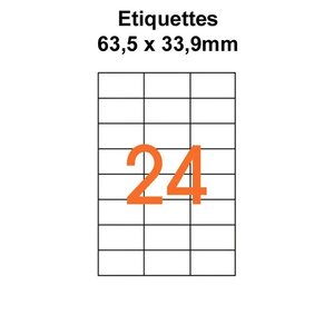 Étiquettes adhésives  pour timbres à imprimer 6,35 x 3,39 cm (480 étiquettes) - blanc - 20 feuilles -t3azur