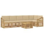 vidaXL Ensemble de canapés d'extérieur 7 pc Blanc et Beige Polyester