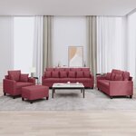 vidaXL Ensemble de canapés 4 Pièces avec coussins rouge bordeaux tissu