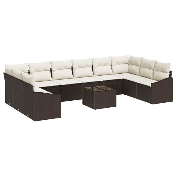 vidaXL Ensemble de salle à manger pour jardin 11 Pièces Marron et Crème