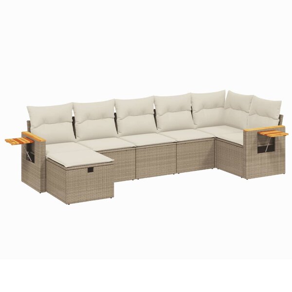 vidaXL Salon de jardin avec coussins 7 Pièces beige résine tressée