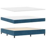 Lit Box Spring vidaXL avec Matelas et LED Bleu Foncé 200x200 cm Velours
