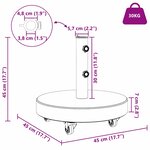 vidaXL Base de parasol roulant pour poteaux de Ø38/48 mm - Granit noir  30 kg.