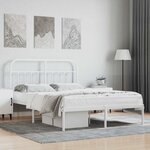 vidaXL Cadre de lit métal sans matelas et tête de lit blanc 135x190 cm