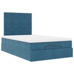 vidaXL Cadre de lit ottoman avec matelas bleu foncé 120x190 cm velours