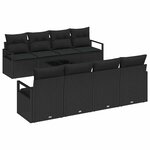 vidaXL Ensemble de Canapés avec coussin 7 Pièces Noir polyrotin