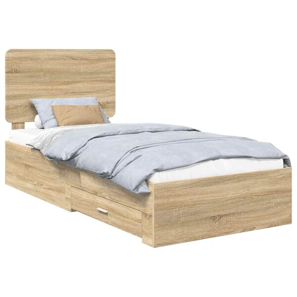vidaXL Cadre de lit Chêne Sonoma 75 x 190 cm Bois d'ingénierie