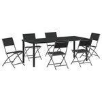 vidaXL Ensemble de salle à manger de jardin 7 pièces Noir Textilène et Acier