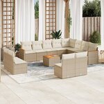 vidaXL Salon de jardin avec coussins 13 Pièces beige résine tressée