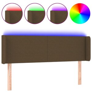 vidaXL Tête de lit à LED Marron foncé 147x16x78/88 cm Tissu