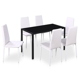 vidaXL Ensemble de table à manger 7 Pièces noir et blanc