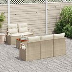 vidaXL Ensemble de canapé de jardin 6 Pièces Beige et blanc