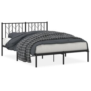 vidaXL Cadre de lit métal sans matelas avec tête de lit noir 140x190cm