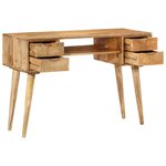 Bureau table poste de travail meuble d'ordinateur informatique étude avec tiroirs 110 x 47 x 76 cm bois de manguier solide brun 02_0023462